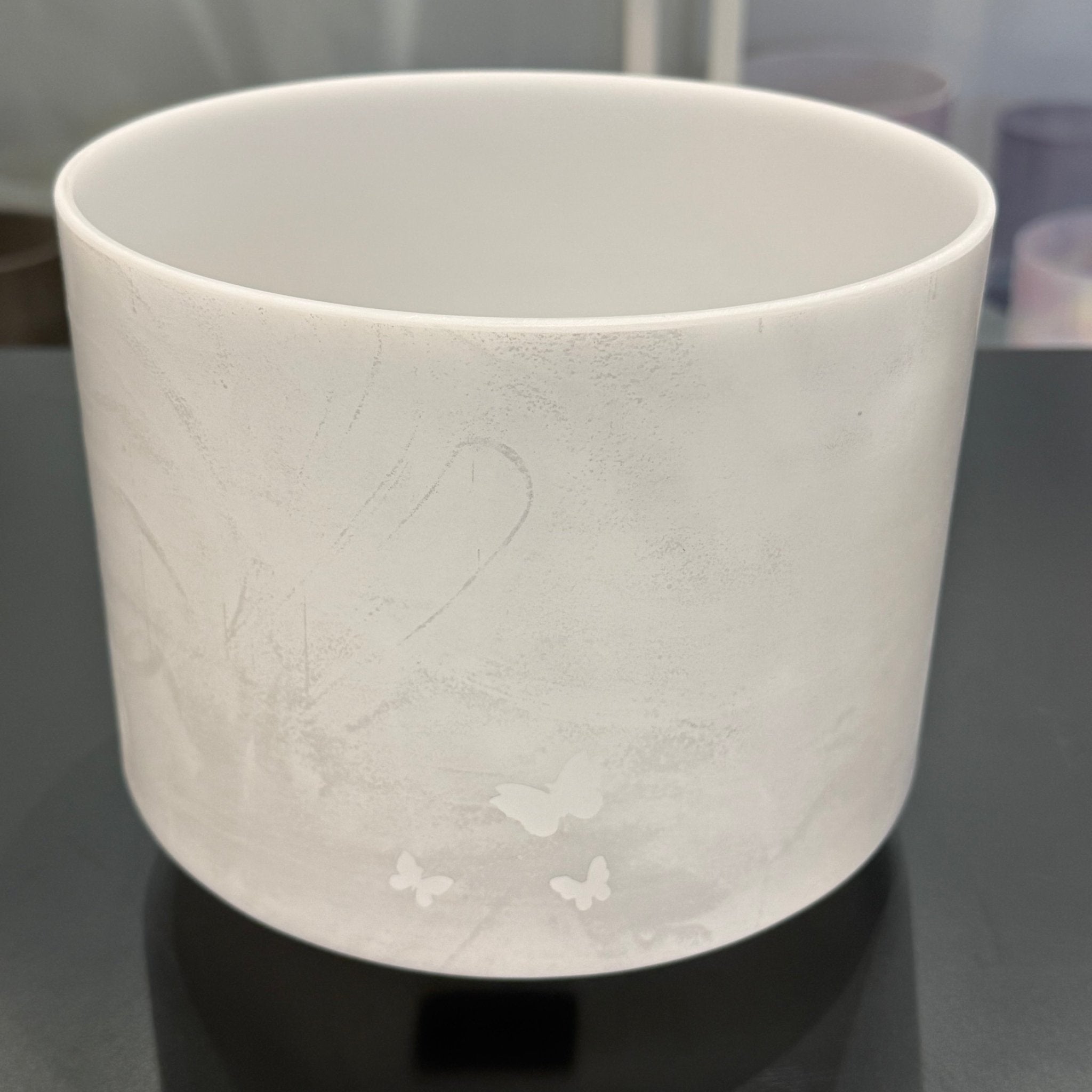 8" D-35 Palladium, Small Etched Butterflies 154923 Crystal Tones® Alchemy Crystal Singing Bowl - Sacred Sound of the Soul
