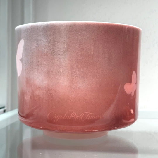 8" D-5 Ruby Etched Butterﬂies 138045 Crystal Tones® Alchemy Crystal Singing Bowl - Sacred Sound of the Soul