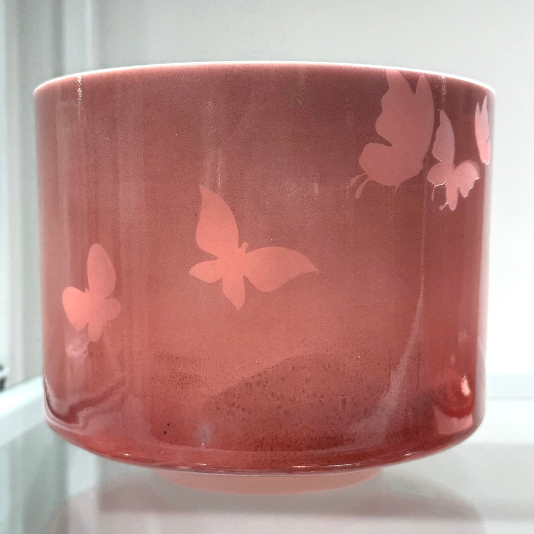 8" D-5 Ruby Etched Butterﬂies 138045 Crystal Tones® Alchemy Crystal Singing Bowl - Sacred Sound of the Soul