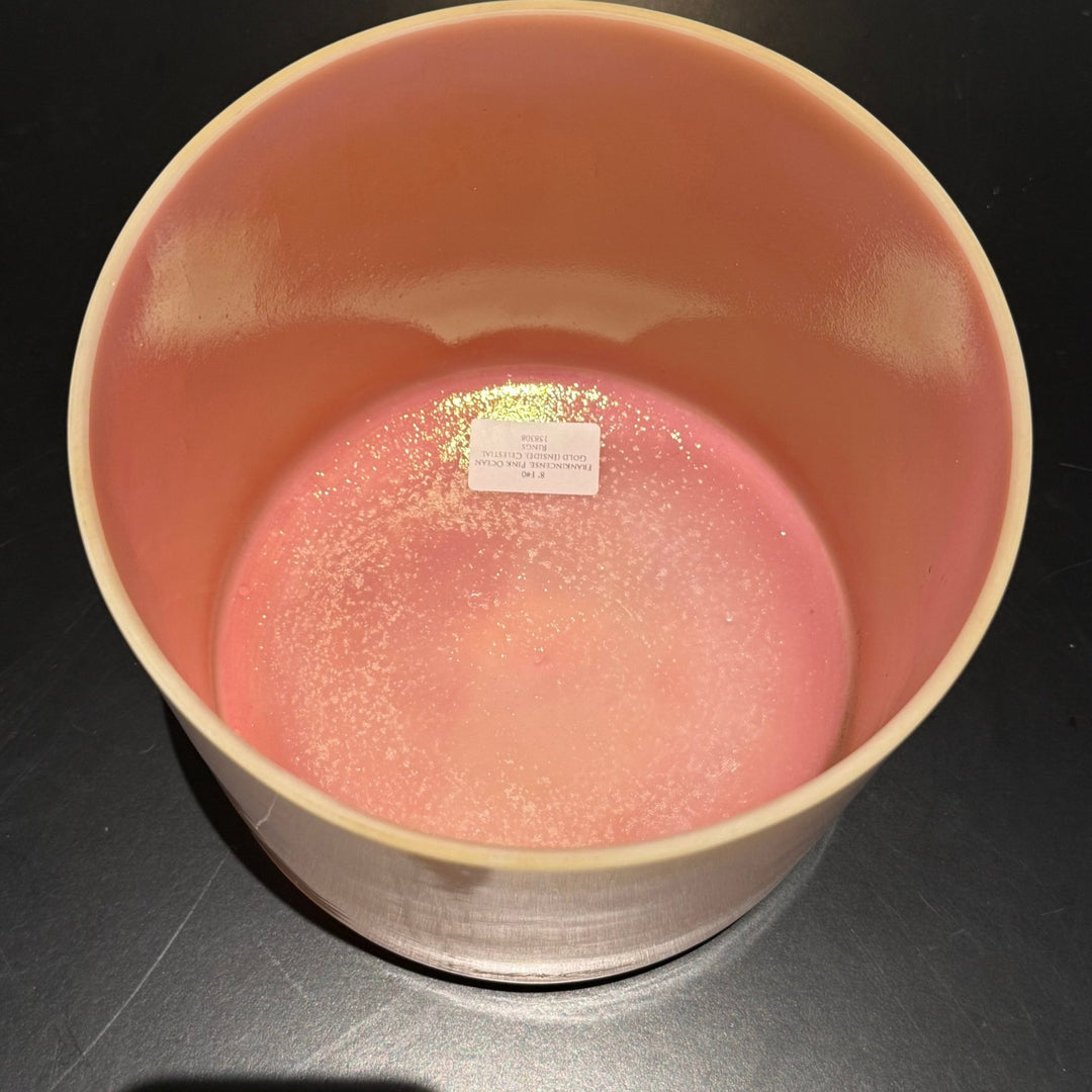 8" F0 Frankincense, Pink Ocean Gold (Inside), Celestial Rings 158308 Crystal Tones® Alchemy Crystal Singing Bowl - Sacred Sound of the Soul