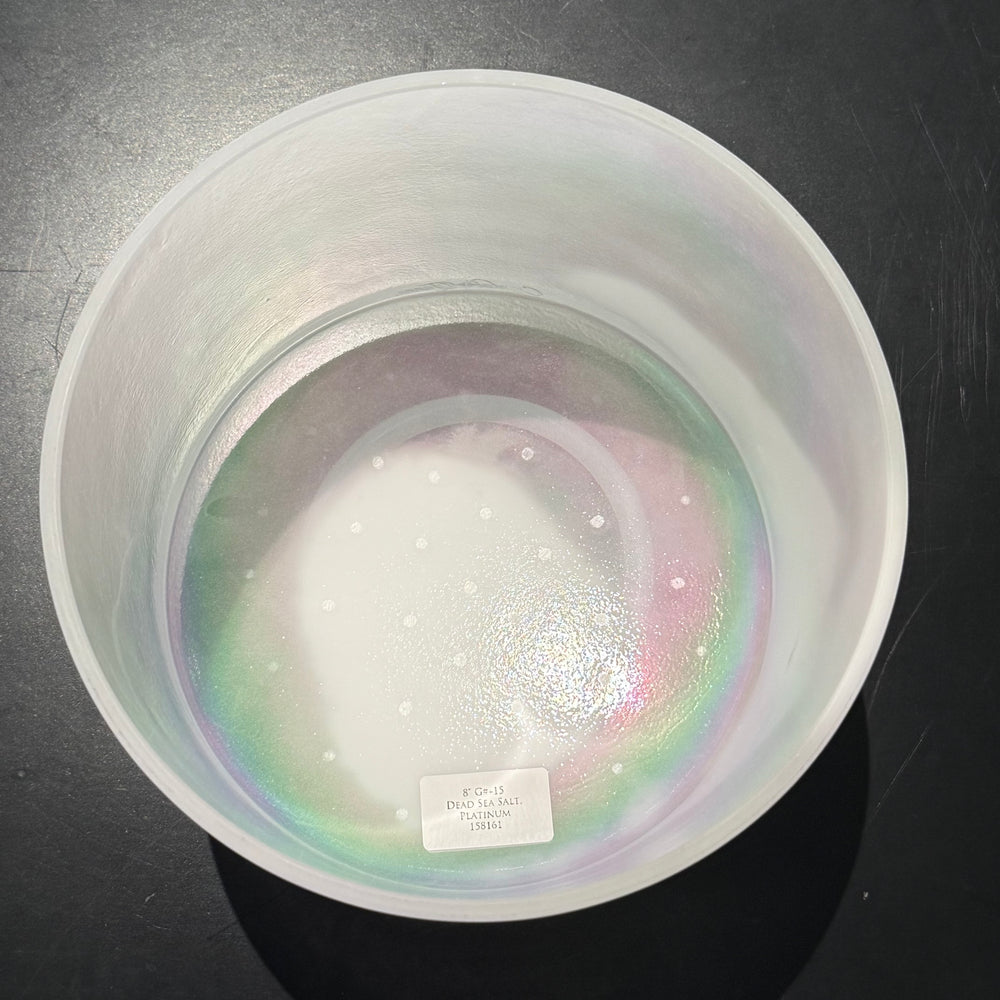 8" G#+15 Dead Sea Salt, Platinum 158161 Crystal Tones® Alchemy Crystal Singing Bowl