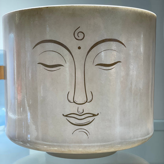 9" C-35 Indium Chief W/ Etched Solid Gold Eyes Of Buddha 101472 Crystal Tones® Alchemy Crystal Singing Bowl - Sacred Sound of the Soul