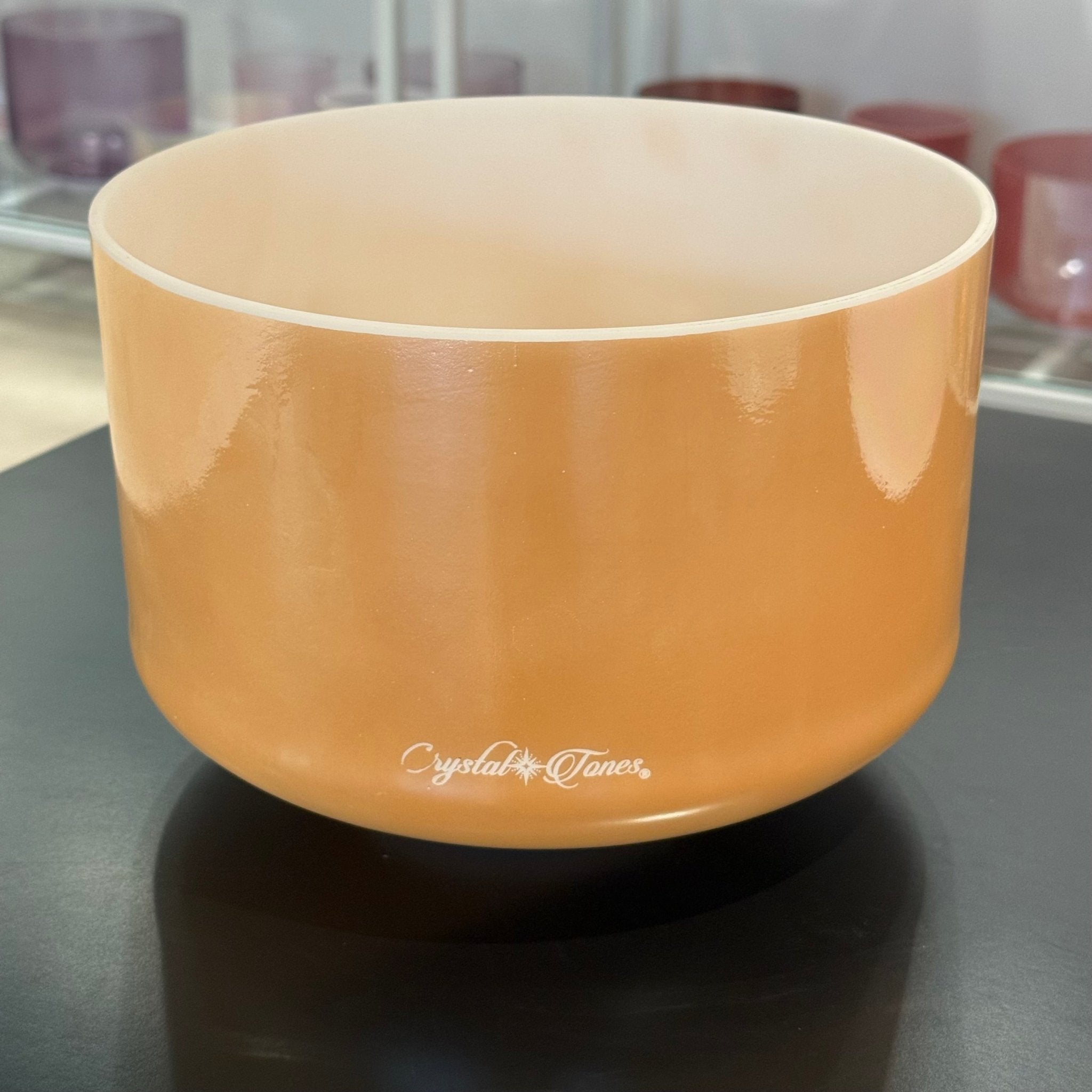 9" C+15 Laughing Buddha, Frosted Rim Inside 157849 Crystal Tones® Alchemy Crystal Singing Bowl - Sacred Sound of the Soul