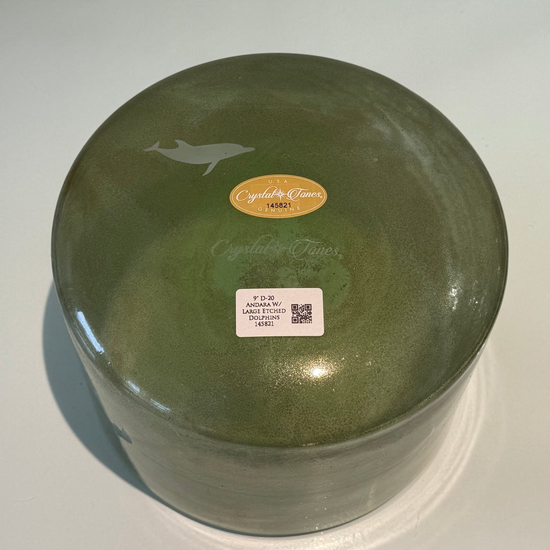 9" D-20 Andara Large Etched Dolphins 145821 Crystal Tones® Alchemy Crystal Singing Bowl - Sacred Sound of the Soul