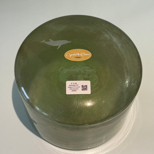 9" D-20 Andara Large Etched Dolphins 145821 Crystal Tones® Alchemy Crystal Singing Bowl - Sacred Sound of the Soul