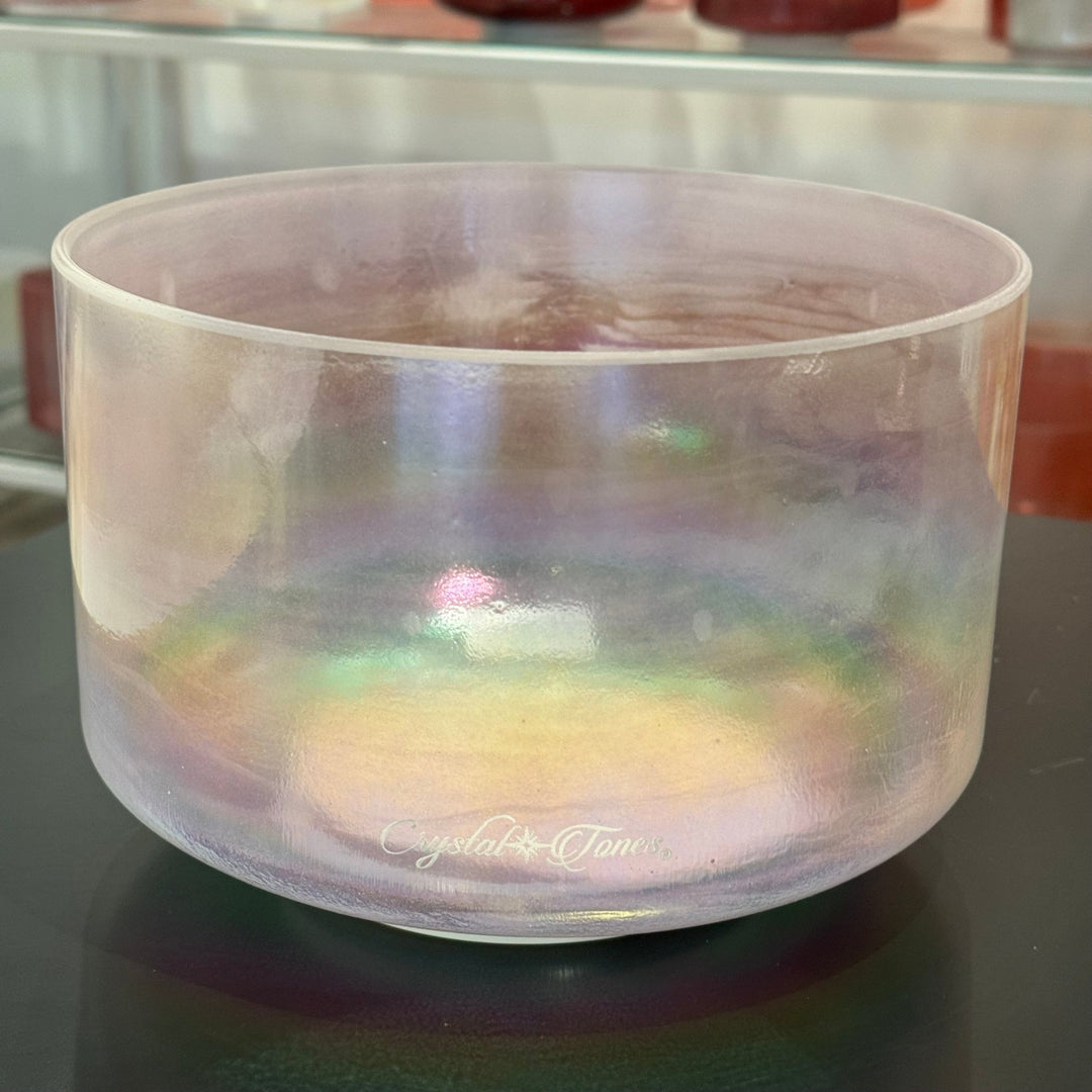 9" D-35 Dead Sea Salt, Platinum, Pink Aura Gold (Rim) 160894 Crystal Tones® Alchemy Crystal Singing Bowl - Sacred Sound of the Soul