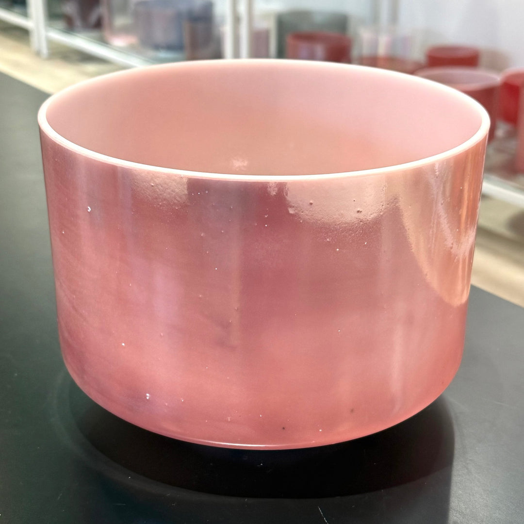 9" D+40 Rose Quartz, Palladium 144738 Crystal Tones® Alchemy Crystal Singing Bowl - Sacred Sound of the Soul