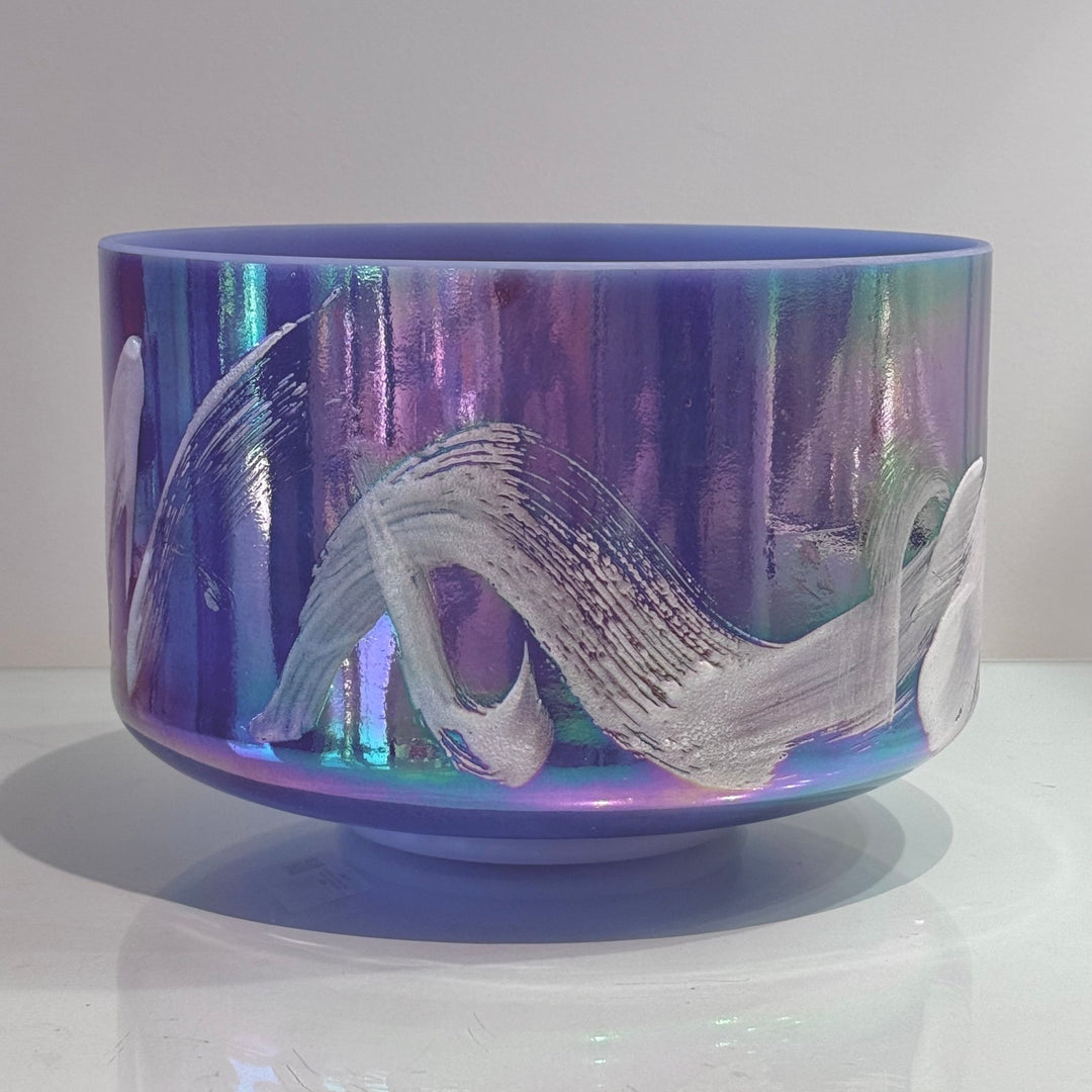 9" D+45 Lapis Lazuli, Platinum Frosted Rim Inside 144925 Crystal Tones® Alchemy Crystal Singing Bowl - Sacred Sound of the Soul