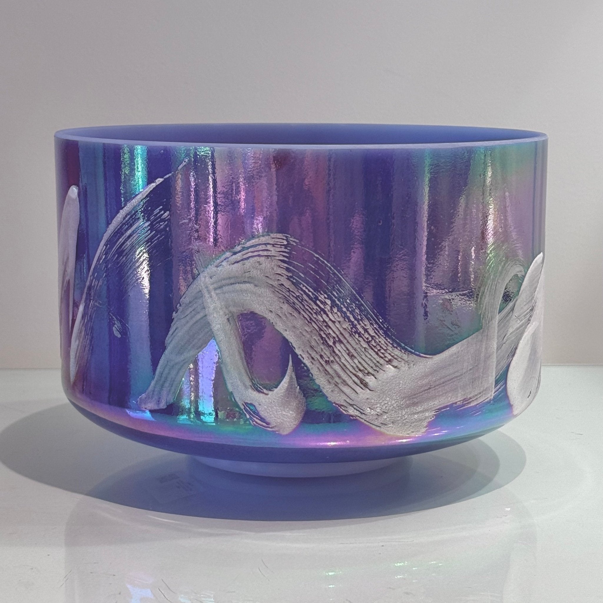 9" D+45 Lapis Lazuli, Platinum Frosted Rim Inside 144925 Crystal Tones® Alchemy Crystal Singing Bowl - Sacred Sound of the Soul