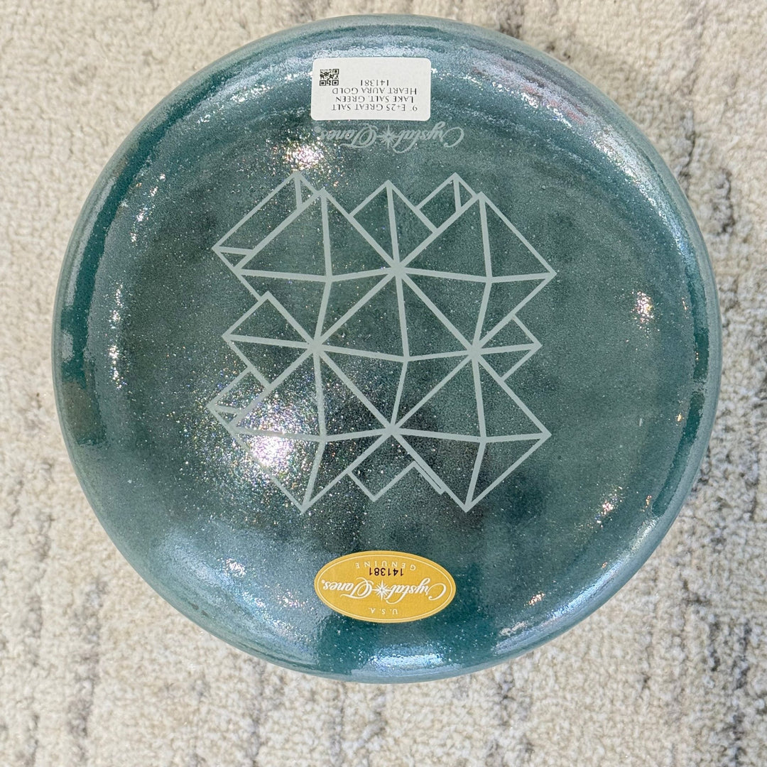 9" E+25 Great Salt Lake Salt, Green Heart Aura Gold 141381 Crystal Tones® Alchemy Crystal Singing Bowl - Sacred Sound of the Soul