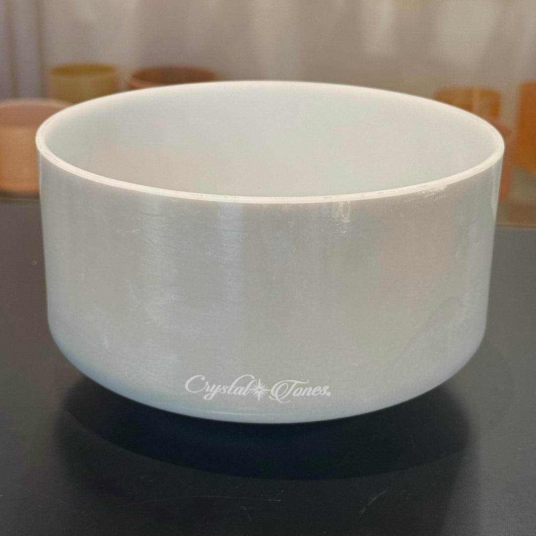 9" F0 Palladium, Ocean Indium (Base), Frosted Inside 156858 Crystal Tones® Alchemy Crystal Singing Bowl - Sacred Sound of the Soul