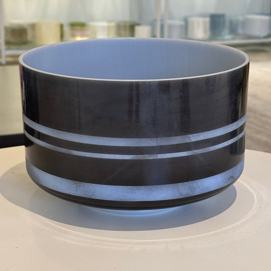 9" F+20 Black Tourmaline, Frosted Rings 148044 Crystal Tones® Alchemy Crystal Singing Bowl - Sacred Sound of the Soul
