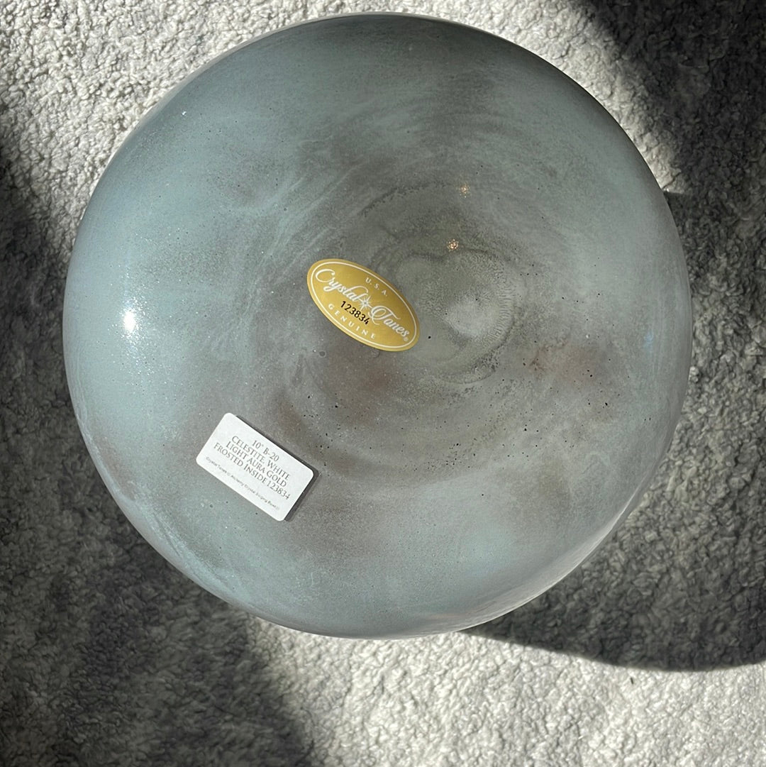 10" B-20 Celestite, White Light Aura Gold Frosted Inside Bowl 123834 Crystal Tones®