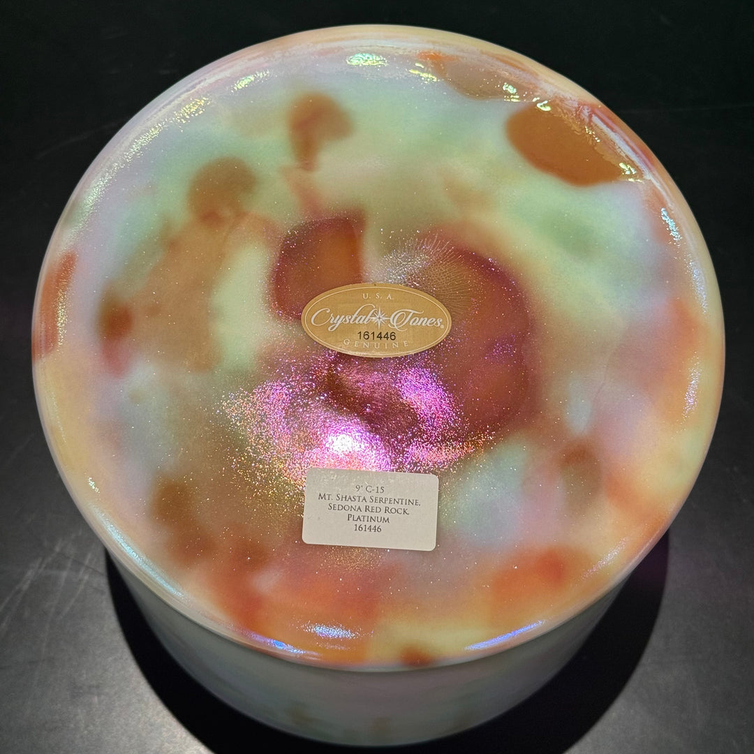 9" C-15 Mt. Shasta Serpentine, Sedona Red Rock, Platinum 161446 Crystal Tones® Alchemy Crystal Singing Bowl