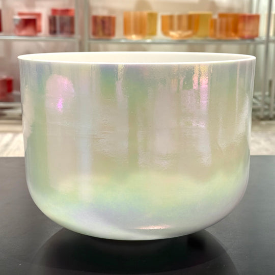 10" A#+45 Mother Of Platinum Frosted Inside 147021 Crystal Tones® Alchemy Crystal Singing Bowl