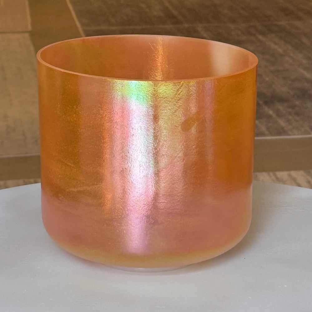 8" C#+5 Dead Sea Salt, crone goddess, White Light Aura Gold (Inside) Bowl 110432 Crystal Tones®