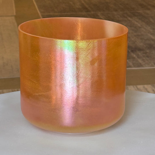 8" C#+5 Dead Sea Salt, crone goddess, White Light Aura Gold (Inside) Bowl 110432 Crystal Tones®