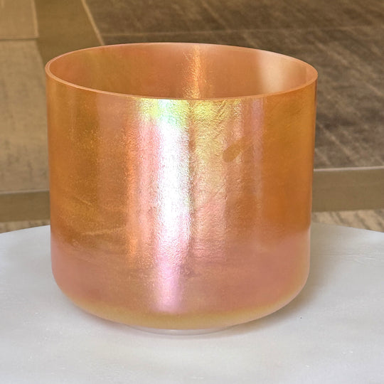 8" C#+5 Dead Sea Salt, crone goddess, White Light Aura Gold (Inside) Bowl 110432 Crystal Tones® Alchemy Crystal Singing Bowl