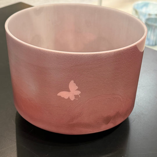 8" F-40 Ruby Etched Butterﬂies 137398 Crystal Tones® Alchemy Crystal Singing Bowl