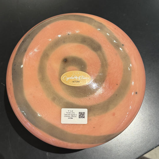 9" F+25 Tiger's Eye, Tibetan Quartz Copper (Inside) 147084 Crystal Tones® Alchemy Crystal Singing Bowl