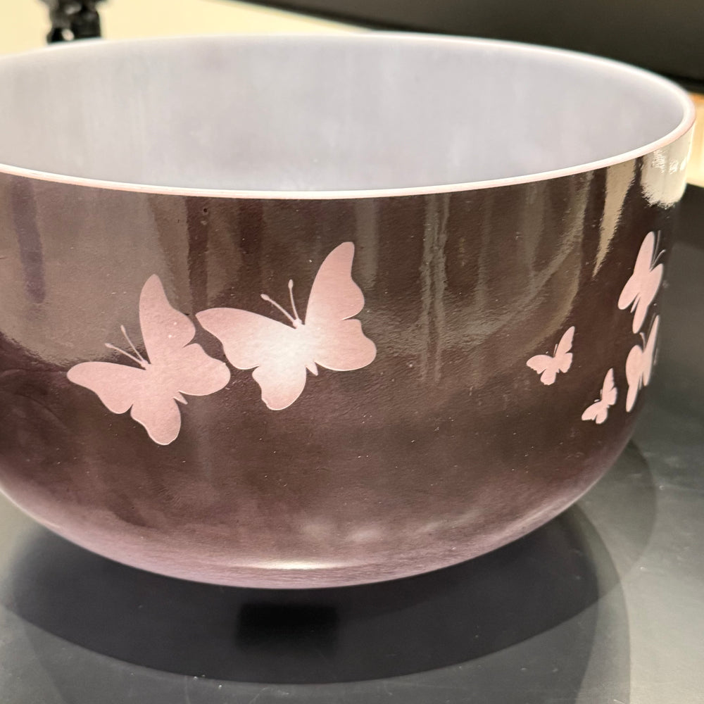 12" G#+15 Kunzite W/ Medium Etched Butterﬂies 142897 Crystal Tones® Alchemy Crystal Singing Bowl