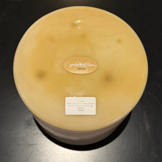 8" F#0 Frankincense, Pink Ocean Gold (Inside), Celestial Rings 158308 Crystal Tones® Alchemy Crystal Singing Bowl