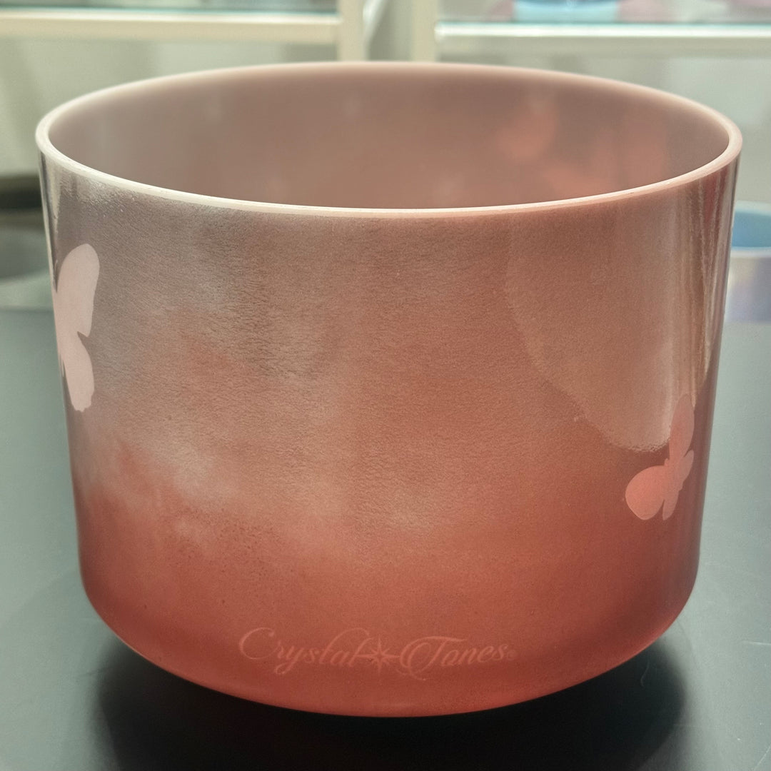 8" D#-5 Ruby Etched Butterﬂies 138045 Crystal Tones® Alchemy Crystal Singing Bowl