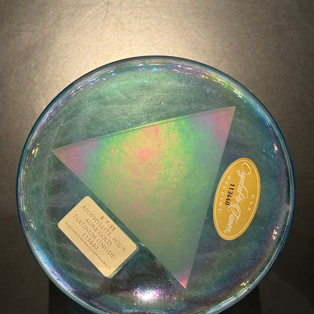 6" F-15 Apophyllite, Aqua Aura Gold, Platinum (Inside) 113440 Crystal Tones® Alchemy Crystal Singing Bowl