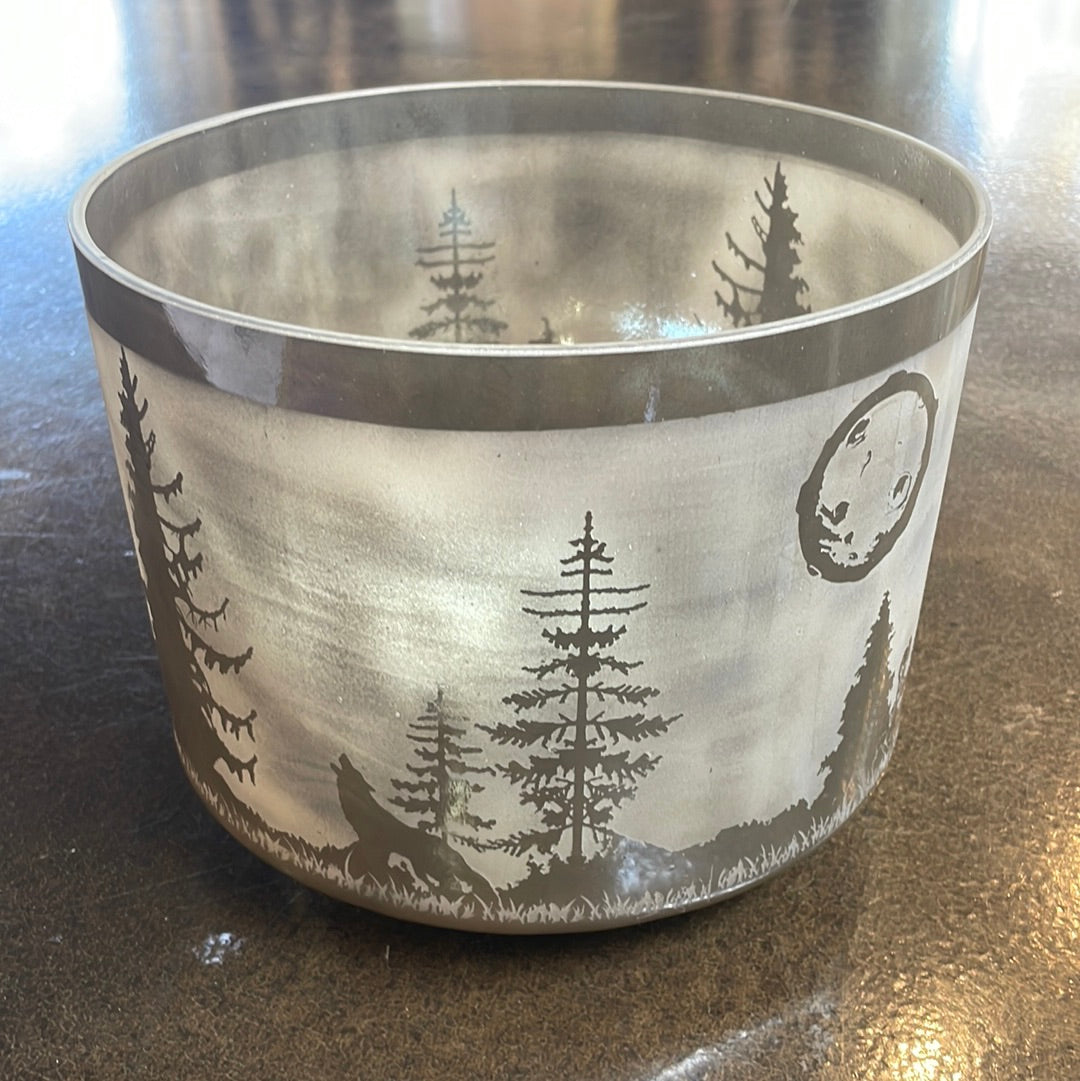 9" C#-5 Charcoal, Grandmother (Inside) w/ Etched Majestic Forest Bowl 87480 Crystal Tones® ENCINITAS