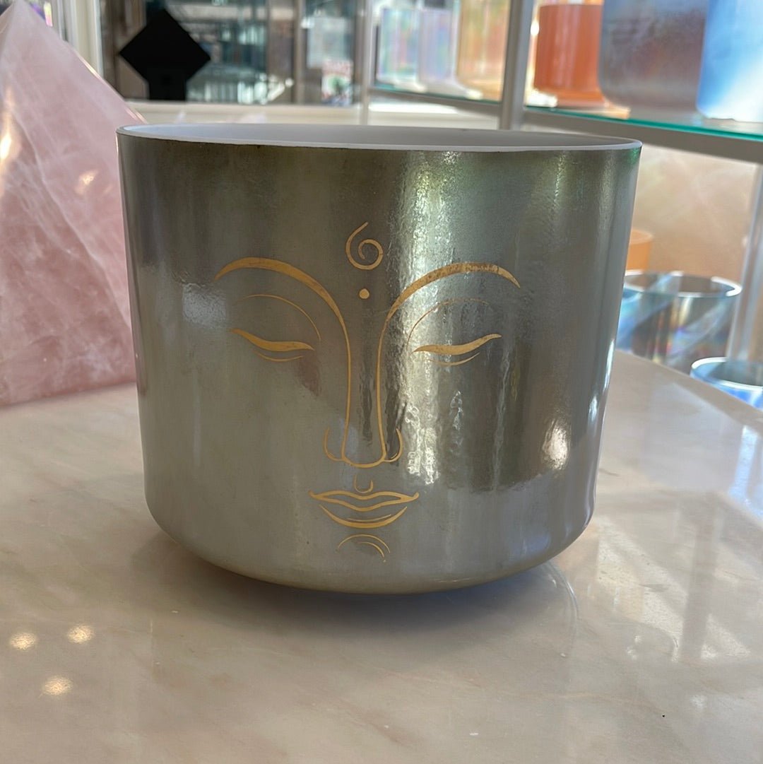 9" C-35 Indium Chief W/ Etched Solid Gold Eyes Of Buddha 101472 Crystal Tones® Alchemy Crystal Singing Bowl - Sacred Sound of the Soul
