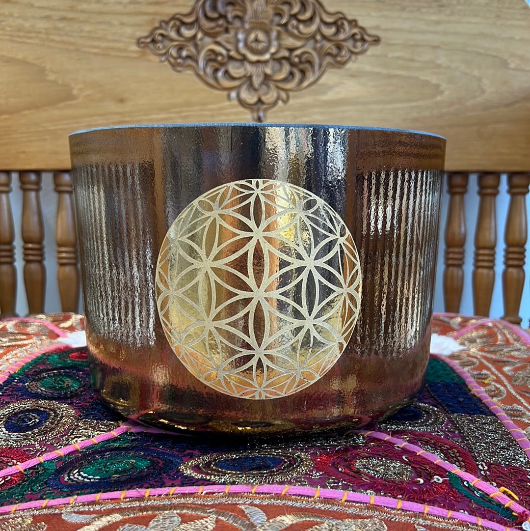8" E+15 Tibetan Quartz Copper, Limited Edition Water Element with Solid Gold Flower Of Life   102422 Crystal Tones® SEDONA