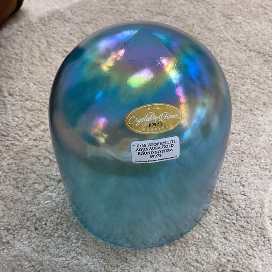 7" G+45 Apophyllite, Aqua Aura Gold Round Bottom 89973 Crystal Tones®