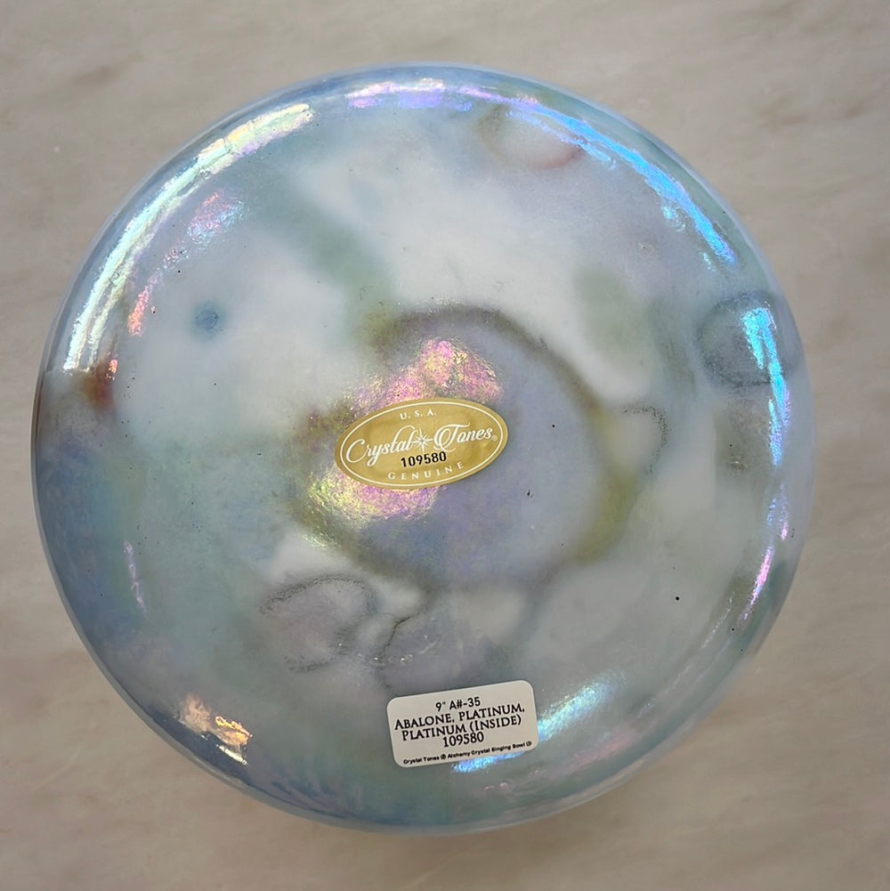 9" A#-35 Abalone, Platinum, Platinum (inside) Bowl 109580 Crystal Tones® Alchemy Crystal Singing Bowl